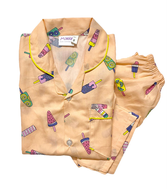 Ice Cream Print Night suit - Half Sleeve (Peach)