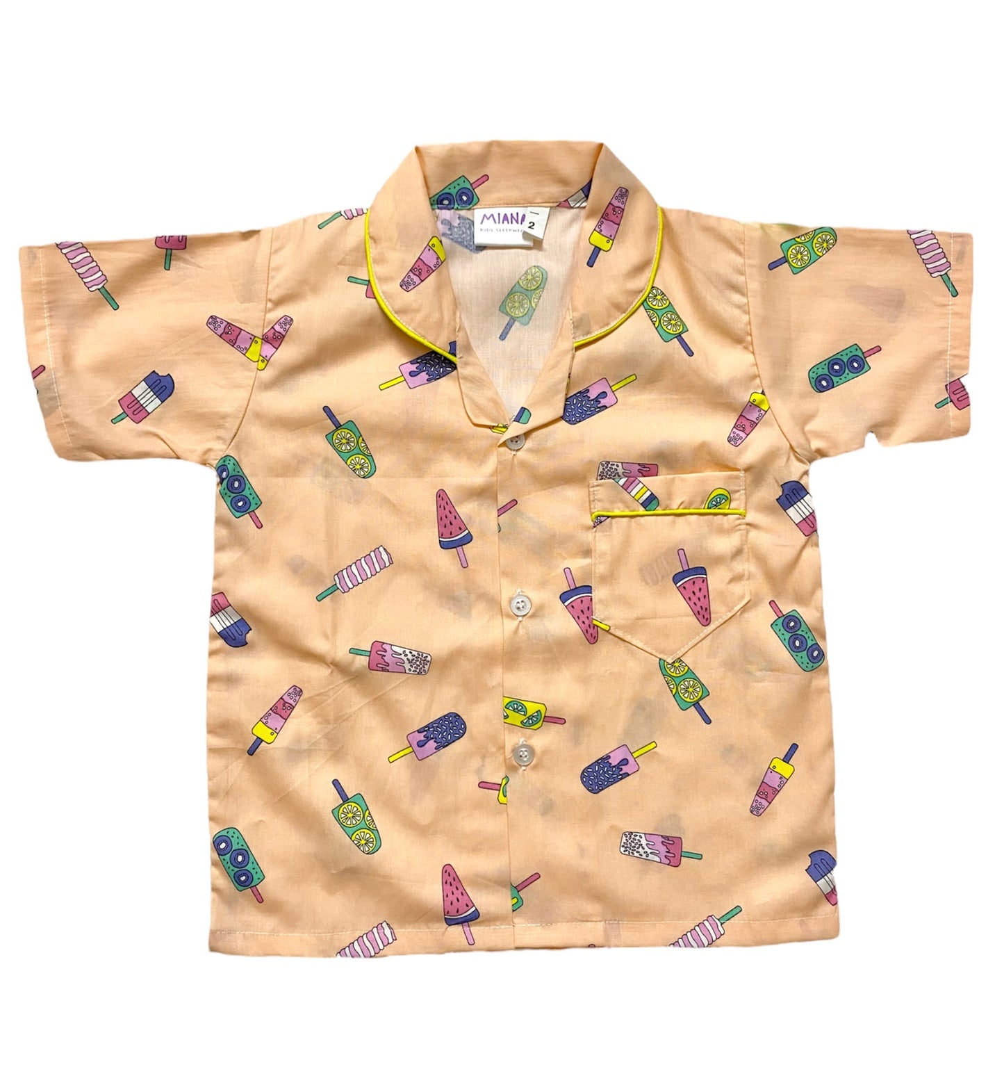 Ice Cream Print Night suit - Half Sleeve (Peach)