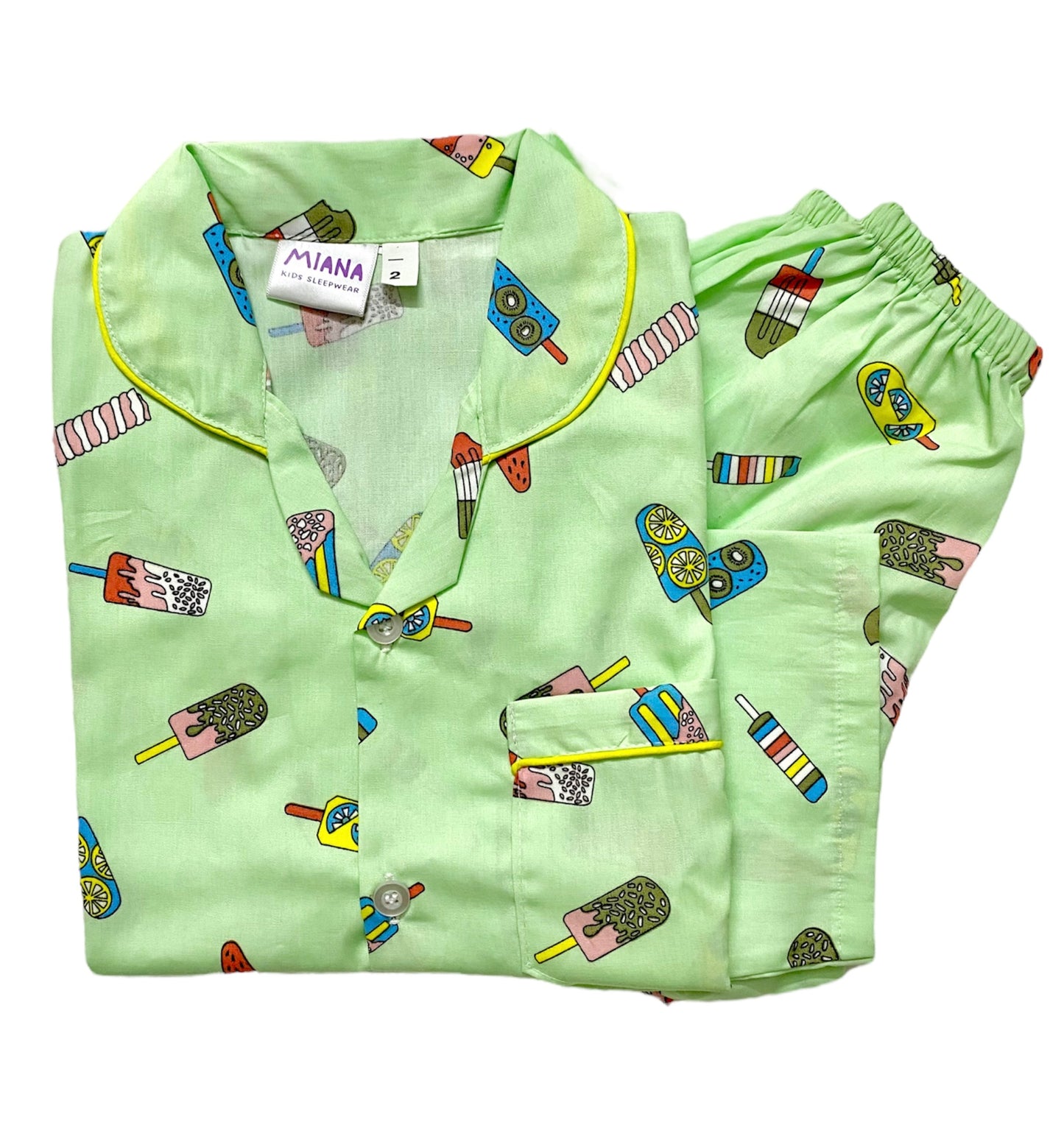 Ice Cream Print Night suit - Half Sleeve (Green)