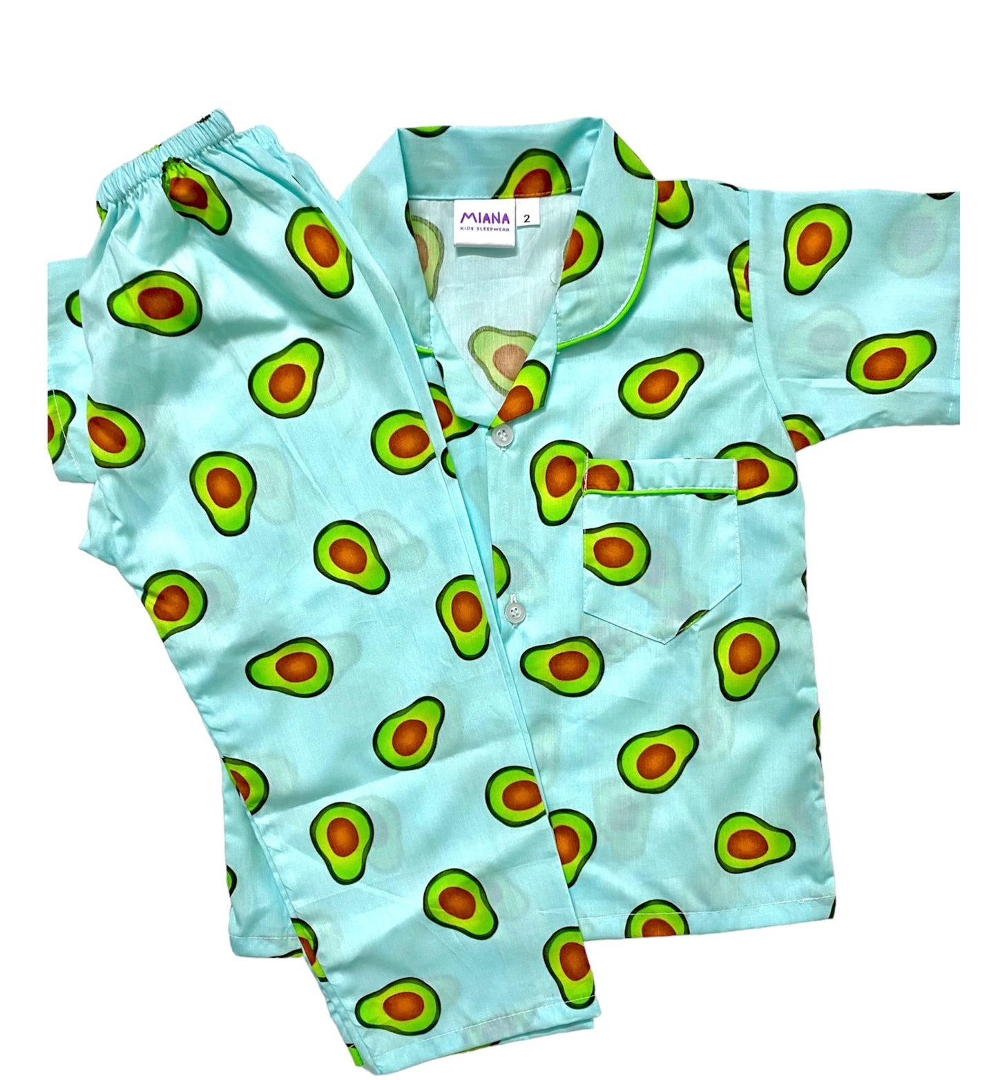 Avocado Print Night suit - Half Sleeve (Blue)