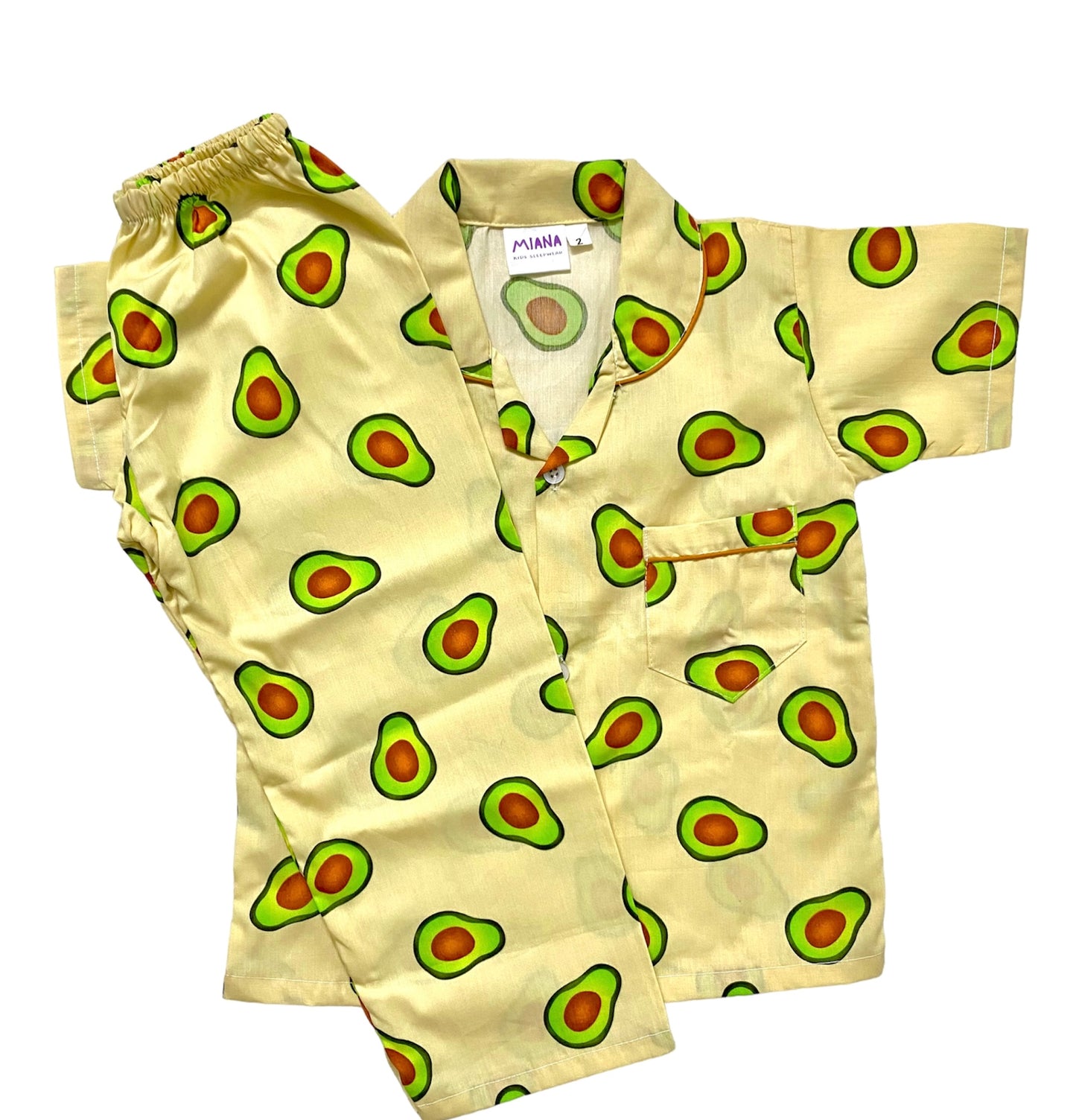 Avocado Print Night suit - Half Sleeve (Yellow)