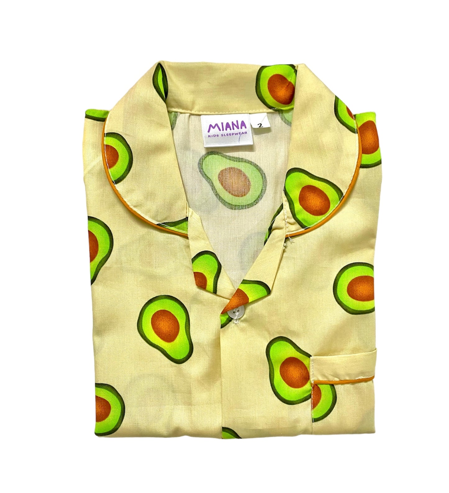 Avocado Print Night suit - Half Sleeve (Yellow)