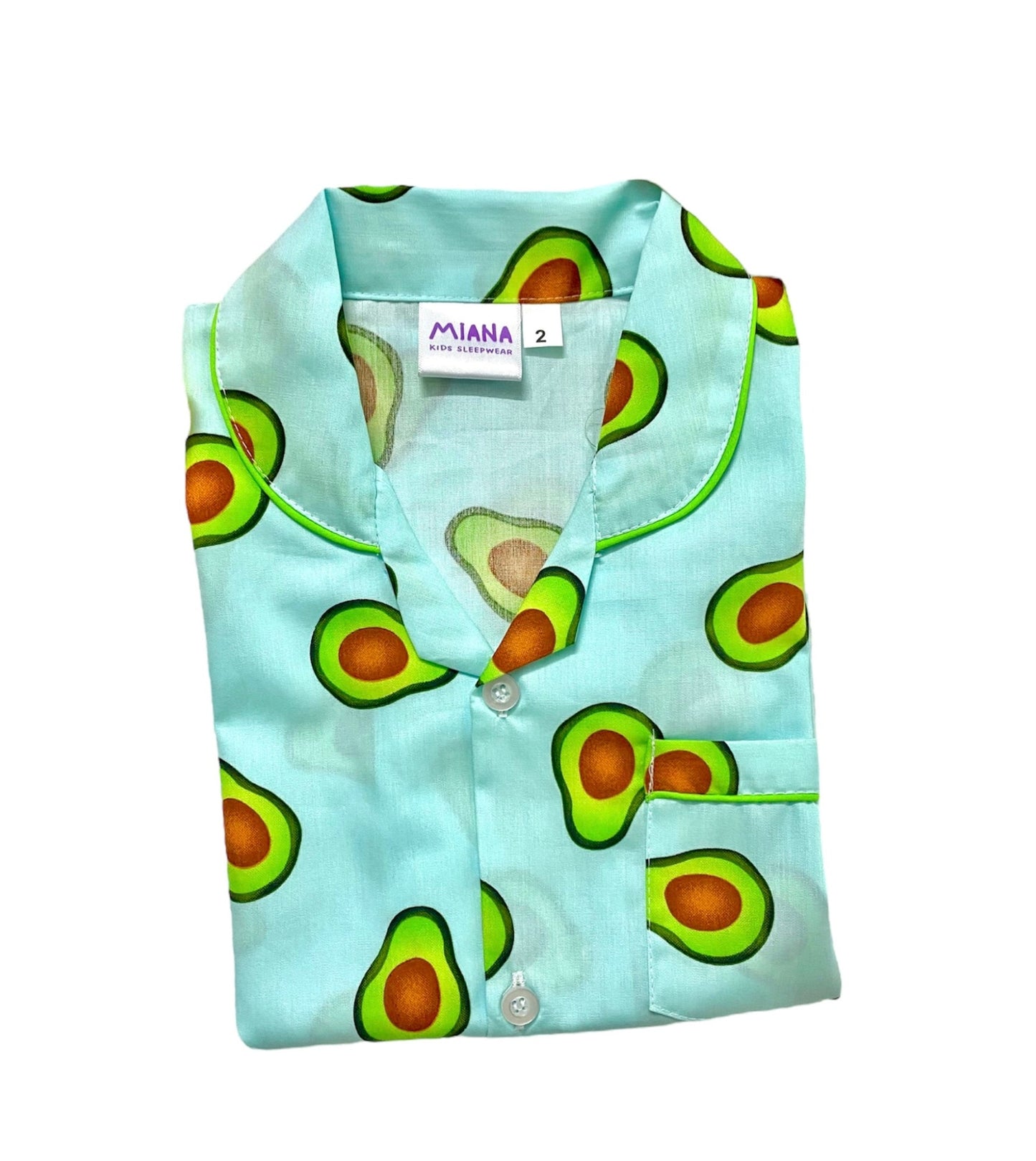 Avocado Print Night suit - Half Sleeve (Blue)