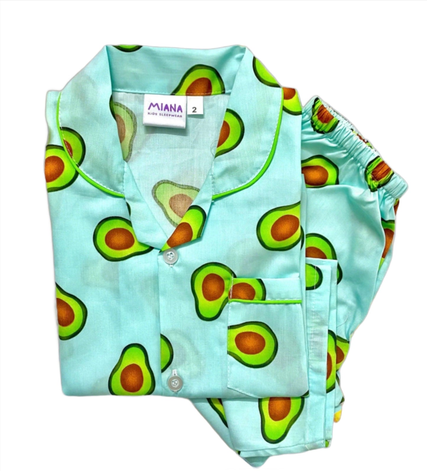 Avocado Print Night suit - Half Sleeve (Blue)