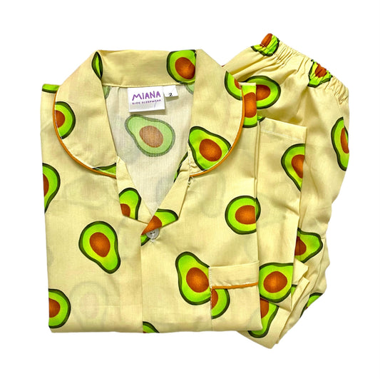 Avocado Print Night suit - Half Sleeve (Yellow)