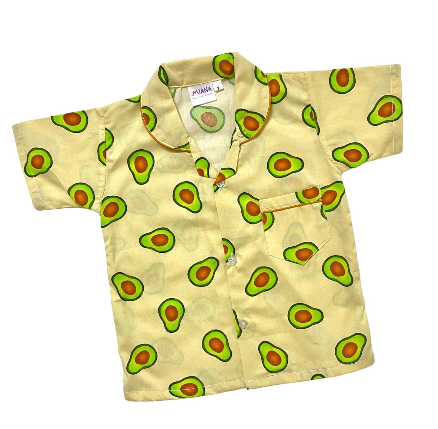 Avocado Print Night suit - Half Sleeve (Yellow)