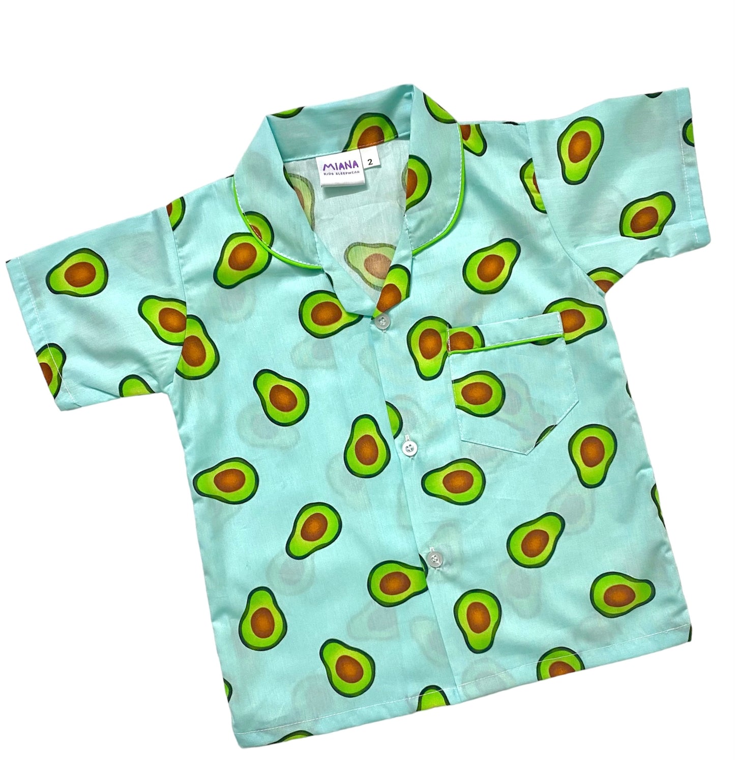 Avocado Print Night suit - Half Sleeve (Blue)