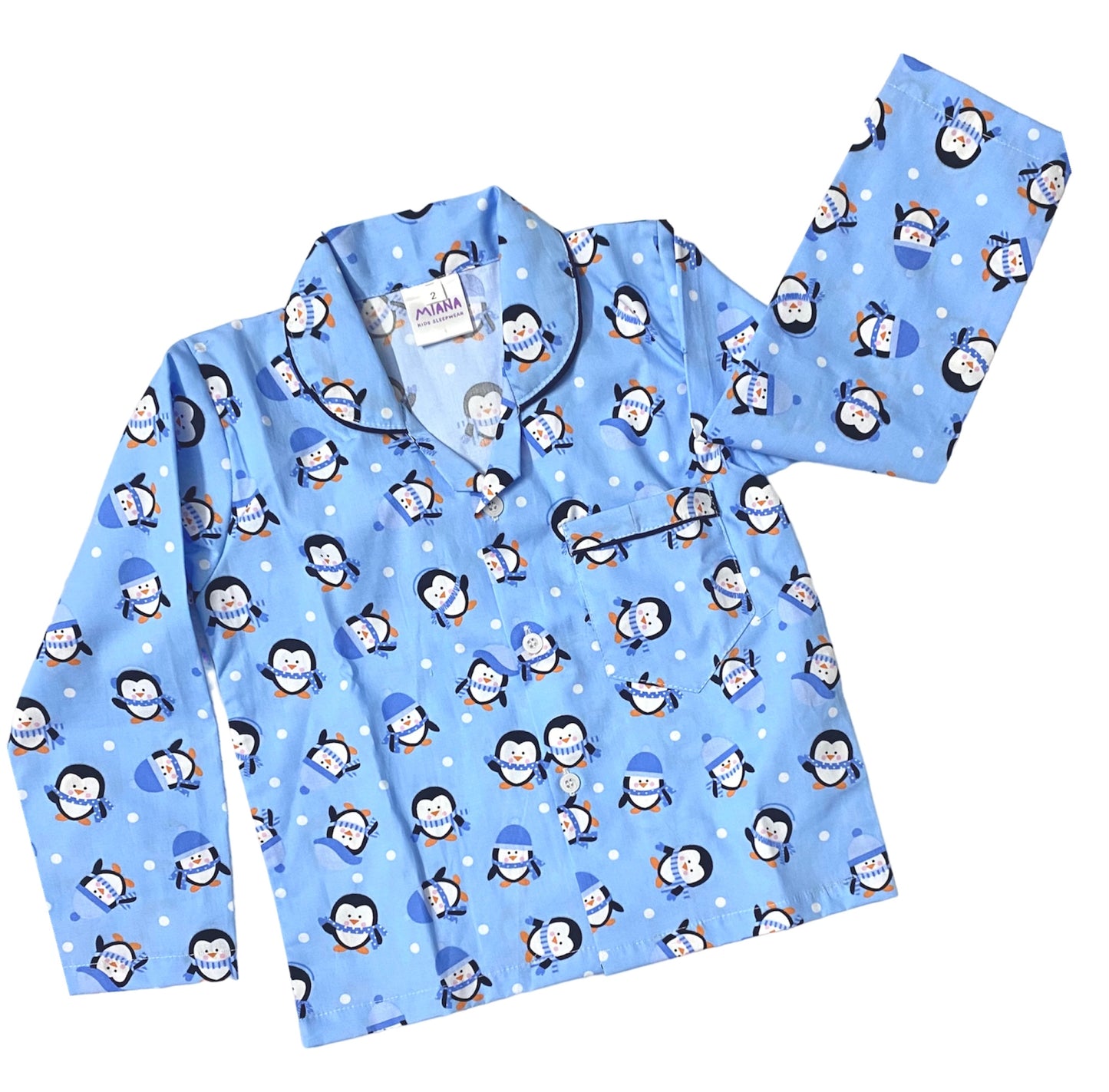 Penguin Print Night suit - Full Sleeve (Blue)