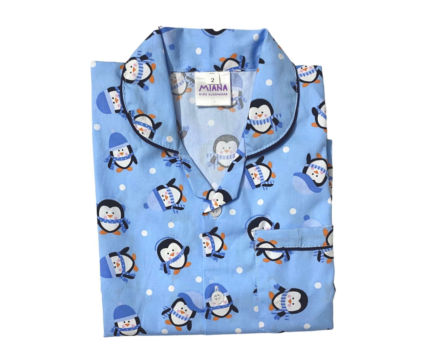 Penguin Print Night suit - Full Sleeve (Blue)