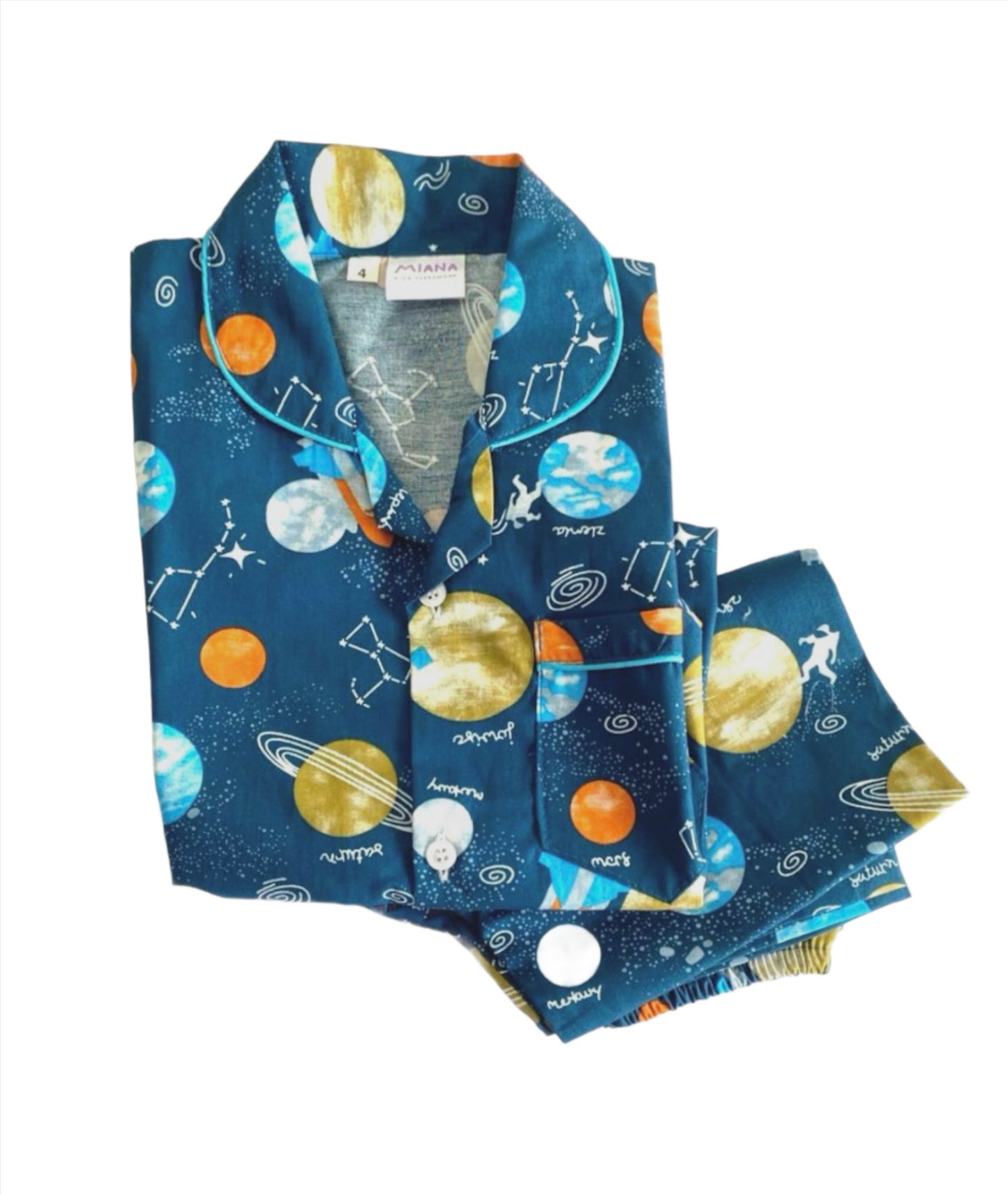 Galaxy Print Night suit - Half Sleeve (Blue)