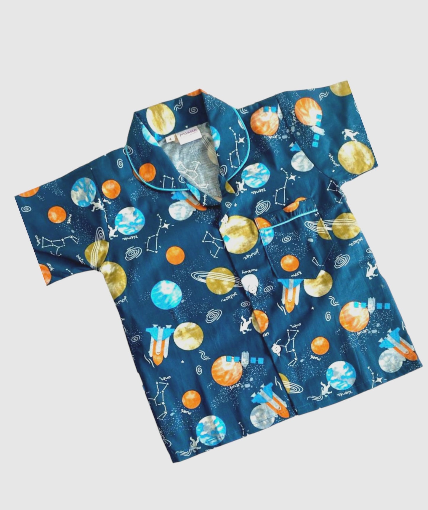 Galaxy Print Night suit - Half Sleeve (Blue)